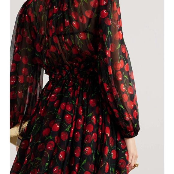 NEW!! Dolce&Gabbana cherry print silk dress size 44IT  or 8 US Authentic… - Picture 5 of 16